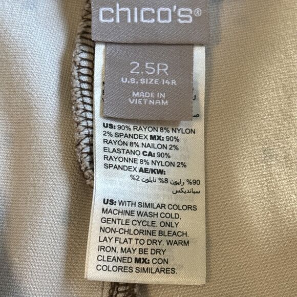 Chico's Brown Herringbone Polka Dot Pull On Straight Leg Pants Size 2.5 (large) - Picture 3 of 9